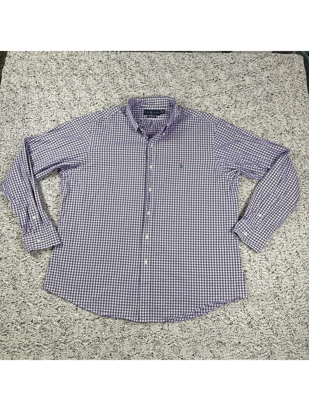 Polo Ralph Lauren Check Custom Fit Mens 2XL Dress Purple Button Down Shirt